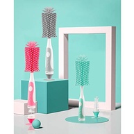 Conjunto Escova Silicone 2 em 1 com Bico Nylon Forma S - Rotação 360° e Ventosa Base - imagem 3