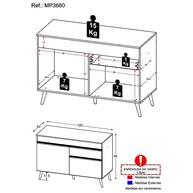 Balcão de Cozinha Veneza 120cm com 2 Portas e 1 Gaveta - Design Moderno em Preto e Branco - imagem 3