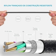 Cabo TrioSync Danet® 3 em 1: iPhone, Type-C e Micro USB - Carregamento Rápido 3.1A em Nylon Resistente - imagem 4