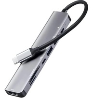 Adaptador Hub 7 em 1 USB-C Premium com Saída HDMI 4K a 60Hz, 7 Portas, USB 3.0, Leitor de Cartão SD, Fonte de Alimentação Tipo C, Carregamento Rápido Multiportas - imagem 2