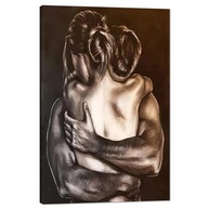 Arte de Parede Moderna em Preto e Branco - Casal Abraçando - 61x91cm - imagem 2