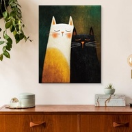 Arte de Parede de Gatos Engraçados em Preto e Branco - 20x25cm Emoldurado - imagem 3