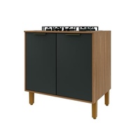 Balcão para Cooktop Toronto 0,80m com 2 Portas - Armário de Cozinha em Freijó e Chumbo - imagem 2