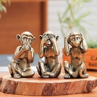 3 Macacos Sábios em Bronze Antigo - Estátuas Decorativas para Casa e Escritório - imagem 5