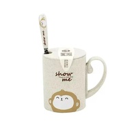 Caneca Infantil BPA Free com Alça e Colher em Aço Inox - Estampa Macaco - imagem 1