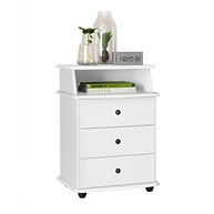 Mesa de Cabeceira de Luxo com 3 Gavetas em Branco - Design Moderno e Funcional - imagem 2