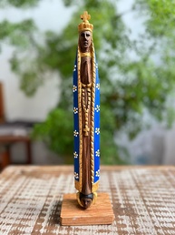Imagem de Nossa Senhora Aparecida 31 cm em Madeira Cedro - Artesanato Religioso Mineiro com Detalhes Dourados - imagem 1