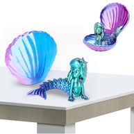 Estatueta de Sereia em 3D - Escultura Decorativa de Concha para Mesa e Prateleira - imagem 1