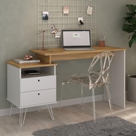 Escrivaninha com Regulagem Estilo Industrial Plus – Design Moderno em Carvalho e Branco - imagem 2