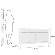 Aparador Buffet Ditália 4 Portas e 4 Gavetas – Design Moderno em Branco para Ambientes Sofisticados - imagem 5