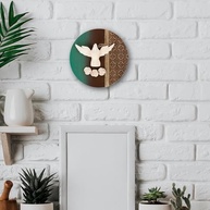 Enfeite Redondo Divino Espírito Santo em Madeira Artesanal - Decoração Religiosa para Parede e Mesa - imagem 3