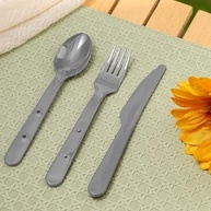 Conjunto de Talheres em Plástico Lavável - 3 Servings | Cinza Moderno - imagem 2