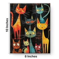 Arte de Parede de Gato Abstrata - Impressão em Tela Enquadrada 20x25cm - imagem 3