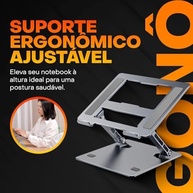 Suporte de Notebook em Alumínio Ajustável com Ventilação e Design Ergonômico - Compatível com MacBook, Tablets e Notebooks - imagem 4