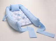 Kit Almofada de Amamentação + Ninho Berço Redutor Bebê Menino em Algodão | Nuvem Azul - imagem 4