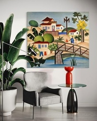 Quadro Tarsila do Amaral O Mamoeiro 1925 - Arte Moderna em Tela Acetinada 50x50cm - imagem 2