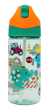 Garrafa Infantil em Tritan Antigermes 400ml Veículos Verde - Marcus & Marcus - imagem 1