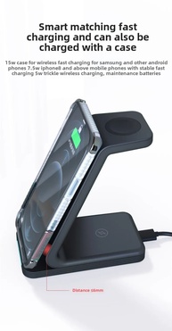 Carregador 3 em 1 Sem Fio 15W: iPhone, Apple Watch e AirPods - imagem 2
