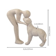 Escultura de Cachorro em Arenito - Estátua Fofa de Homem e Cachorro para Decoração de Casa e Presente Sentimental - imagem 4