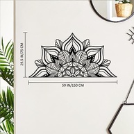 Mandala de Metal Grande para Decoração de Parede - Arte de Parede Lotus em Preto 150x75cm - imagem 3