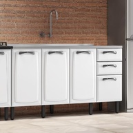 Balcão de Cozinha Itatiaia em Aço Inox 4 Portas 2 Gavetas Branco New Premium - Design Moderno com Fechamento Suave - imagem 3