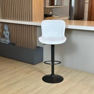 Banqueta Alta Giratória com Encosto em Couro PU – Estilo e Conforto Moderno para Cozinhas e Bares (Branco) - imagem 1