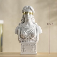 Busto de Dama da Justiça em Mármore Branco com Venda Dourada - 21cm - Escultura Clássica para Escritório de Advocacia - imagem 3