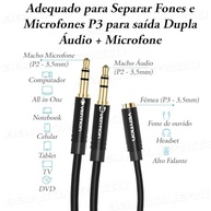 Cabo Adaptador P3 Fêmea para 2 P2 VENTION: Conecte seu Headset em Notebooks e Smartphones (0,3M) - imagem 4