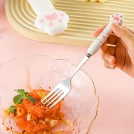 Conjunto de Talheres Portáteis em Aço Inoxidável com Estoque em Caixa – Design Fofo Pata de Gato Rosa - imagem 5