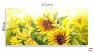 Quadro Decorativo Pintura Dois Girassóis em Canvas 130x60cm - Arte em Tela com Moldura de Madeira - imagem 4