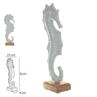 Estátua de Cavalo Marinho em Metal Branco – Decoração Náutica Elegante para Casa - imagem 4