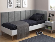 Cabeceira em L para Cama Solteiro com Estofado Suede Cinza - Design Moderno e Proteção Lateral - imagem 1