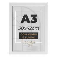 Kit 5 Quadros com Moldura A3 30x42 cm em Madeira com Vidro - Ideal para Diplomas, Certificados e Posters (Branco) - imagem 1