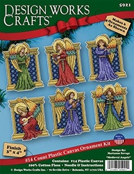 Kit de Bordado com Anjos Medievais - Design Works Crafts - 6 Ornamentos em Ponto Cruz - imagem 3