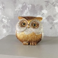 Coruja Decorativa em Resina com Base de Vidro - Simbolo de Sabedoria e Estilo para Ambientes Inteligentes - imagem 2