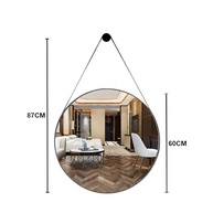 Espelho Adnet 60cm Lavabo Redondo em Couro Preto com Pino – Estilo e Funcionalidade para o Banheiro - imagem 4