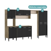 Cozinha Completa Arizona Plus com Armário e Balcão Carraro - Design Moderno em Carvalho/Preto - imagem 5