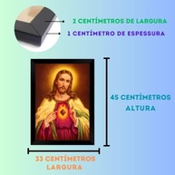 Quadro Decorativo Religioso Sagrado Coração de Jesus - Design Elegante em Preto A3 - imagem 3