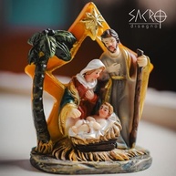 Mini Presépio da Sagrada Família em Resina - 6,5cm com Estrela de Belém - imagem 5