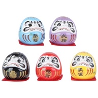 Amosfun 5 Peças Mini Daruma Feng Shui - Decoração Japonesa em Cerâmica para Mesa, Escritório e Carro - imagem 2