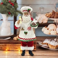 Papai Noel Cozinheiro com Casa de Pão de Gengibre - Decoração de Natal em Resina - imagem 3