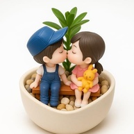 Casal em Banco de Madeira - Miniatura para Terrários e Decoração Romântica - imagem 4