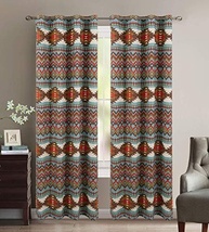 Conjunto de Cortinas Rústicas Utah: Isolamento Térmico e Estilo Sudoeste em Azul Turquesa e Marrom - imagem 2