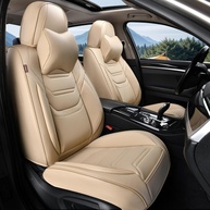 Capas de Assento de Carro Premium Bege em Couro Napa: Conforto e Estilo para a Maioria dos Veículos - imagem 1