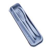Conjunto de Talheres Portáteis em Palha de Trigo Reutilizáveis com Estojo - Ideal para Viagem, Piquenique e Acampamento (Azul) - imagem 1