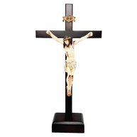 Crucifixo de Mesa com Cristo em Resina 33 cm - Decoração Religiosa Elegante para Casa e Ambientes Sagrados - imagem 1