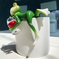 Sapo Bebendo Engraçado - Estátuas de Sapo em Miniatura para Decoração de Vasos e Jardins - imagem 5