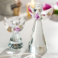 Anjos da Guarda em Cristal K9 - Estátuas Decorativas com Flores Roxas para Casa e Presente - imagem 2