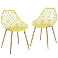 Kit 2 Cadeiras Clarice Cloe em Polipropileno e Metal - Design Moderno para Sala de Jantar, Cozinha, Varanda e Jardim - Amarelo - imagem 2