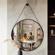 Espelho Redondo Adnet 60cm Preto - Design Escandinavo com Suporte em Alumínio para Sala, Quarto e Banheiro - imagem 1